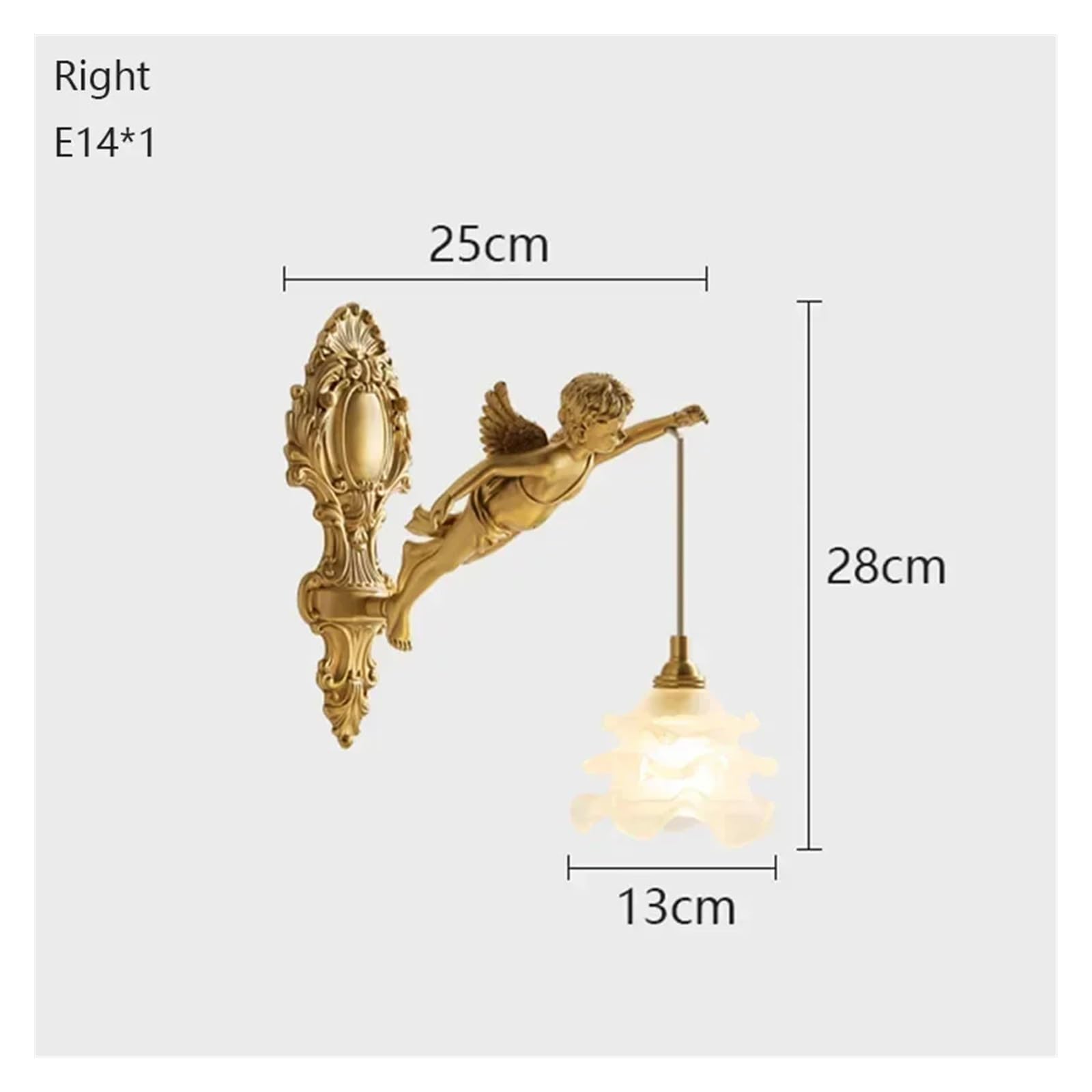 Generico Luci da parete, Lampada da parete in cristallo con fiore pendente in rame, stile V-intage francese, for corridoio, ingresso, veranda, balcone, comodino, luci a LED(Flower Right,Warm)