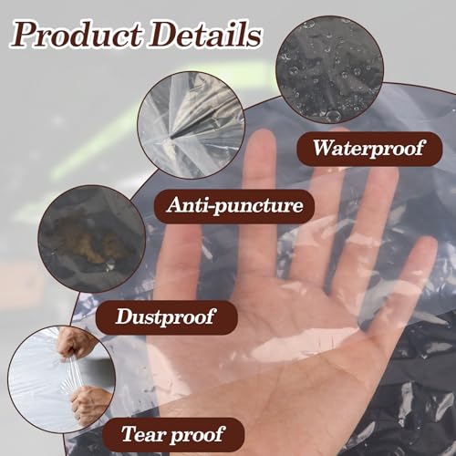 Klmnop 2-Pack Waterproof Pool Table Cover for 7ft Billiard Tables, 4Mil Thick Plastic Cover Reusable Dustproof for Outdoor Storage & Moving Protection, 92\"x 53\"x 8\"(Clear)