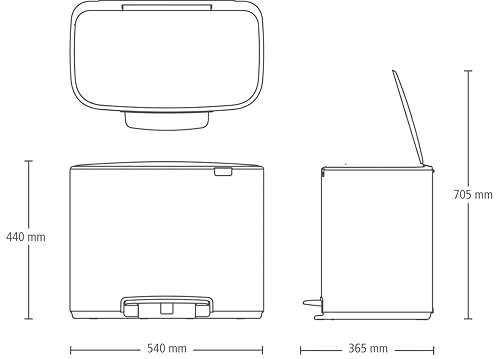 Miniatura 6 de Brabantia Bo - Bote de basura con pedal de paso - Cubo interior de 9.5 galones (acero mate FPP), cubo de basura para reciclaje, compartimento
