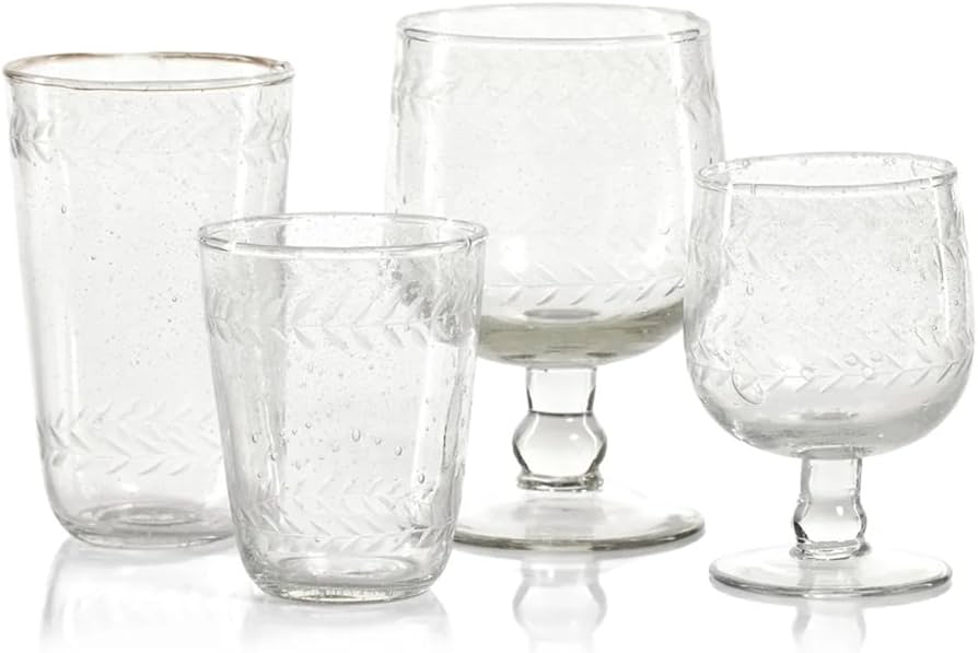 Amazon.com | Zodax Tuscan Handmade Etched Glass - Sets of 4 (DOF