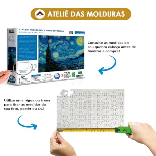 Moldura 50X70 cm Quadro Quebra Cabeça Grow 1000 Pcs Acetato