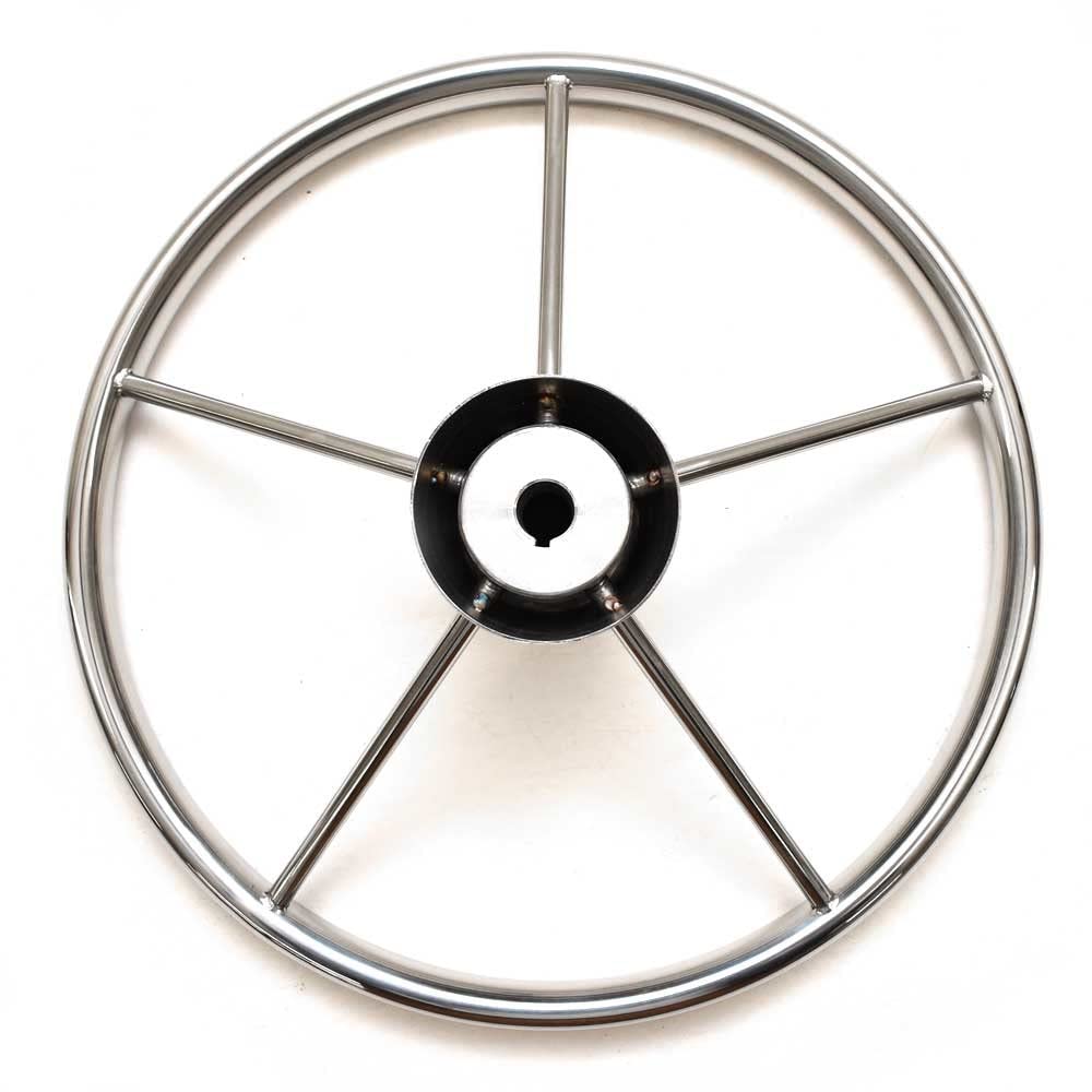 Boat Destroyer Steering Wheel 14252-00-01 | 15 1/4 Inch 5 Spoke SS