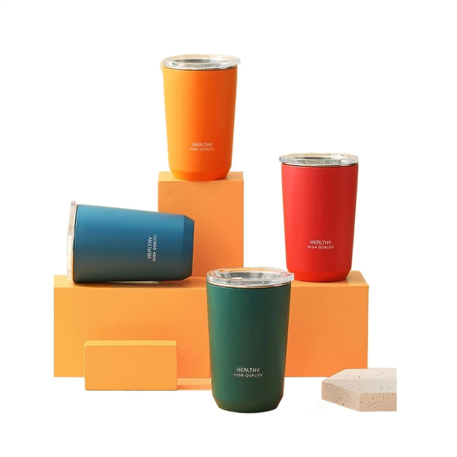 Kaffeebecher 1 Stück Kaffeetasse, auslaufsicher, rutschfest, Vakuum-Reisebecher, doppelwandige Edelstahl-Wasserflasche Kaffeetasse (Color : Green)