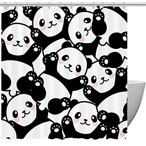 Rideau de douche panda chinois imperméable pour salle de bain zen - 2