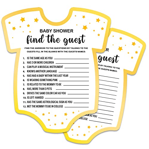 Baby Shower Game, Find the Guest Game Cards, Set of 30 Cards, Baby Shower Party Games Supplies