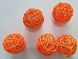 kydely 10pcs Handmade Wicker Rattan Balls, Garden, Wedding, Party Decorative Crafts, Vase Fillers, Rabbits, Parrot, Bird Toys (5CM, 18# Orange)