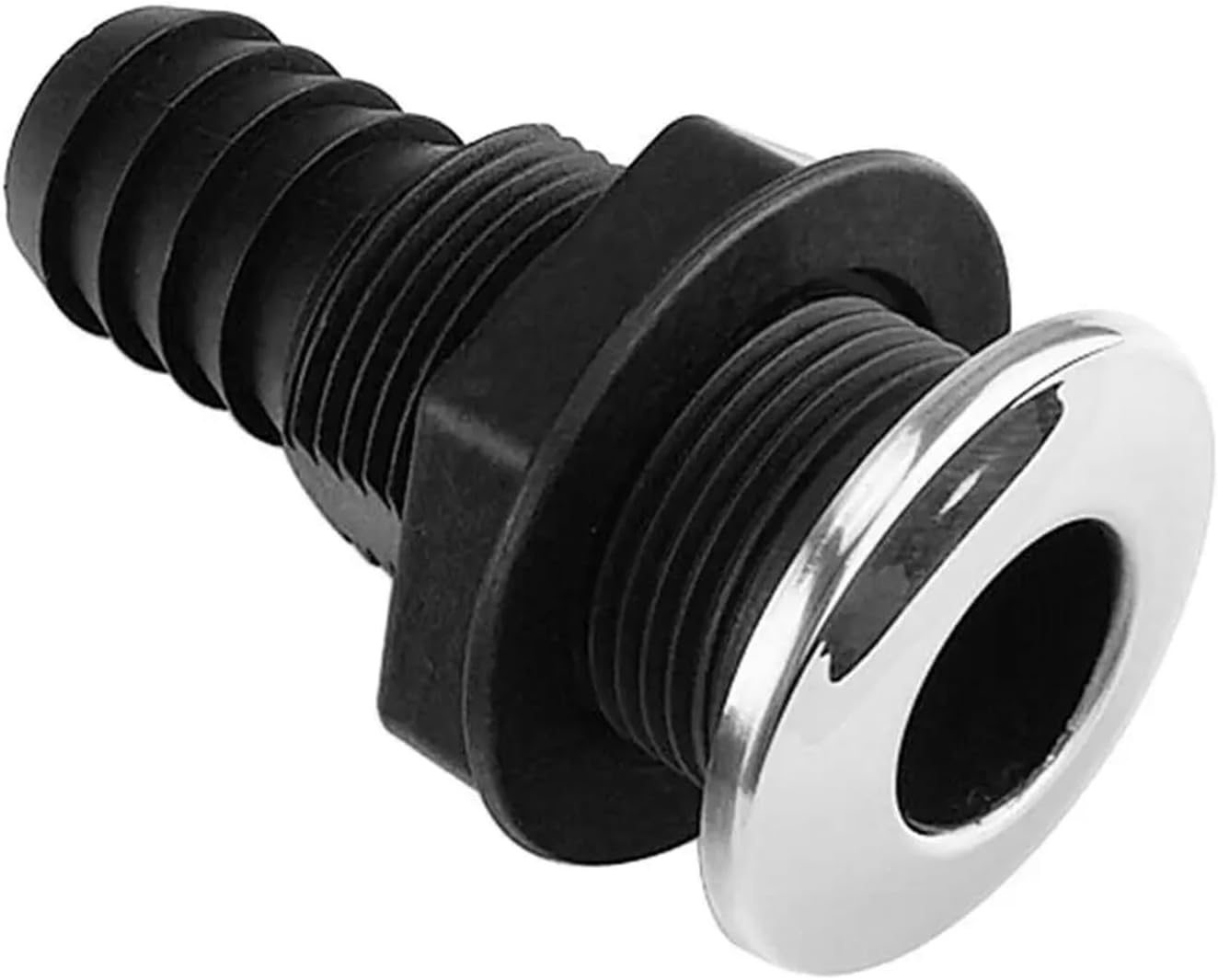 Boat Black Nylon 3/4inch 5/8inch Thru-Hull Stainless Steel Covered Bilge Pump Hose Fitting(15mm)