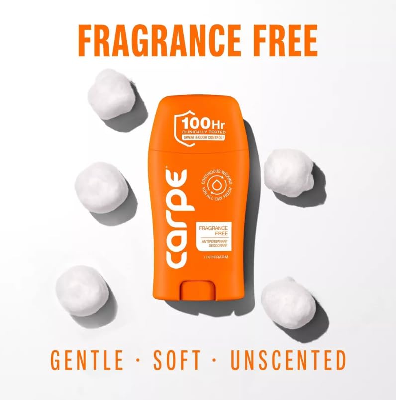 Carpe 100HR Sweat & Odor Control Antiperspirant Deodorant - Fragrance Free - 1.76oz: Paraben-Free, Phthalate-Free, Vegan, Cream