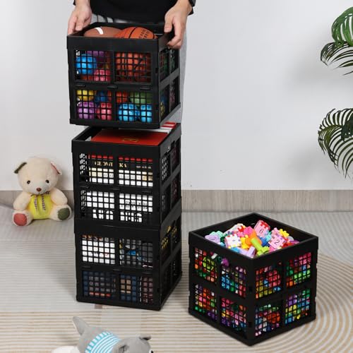 Caisse de rangement carrée en plastique Saedy Noir 20L lot de 3