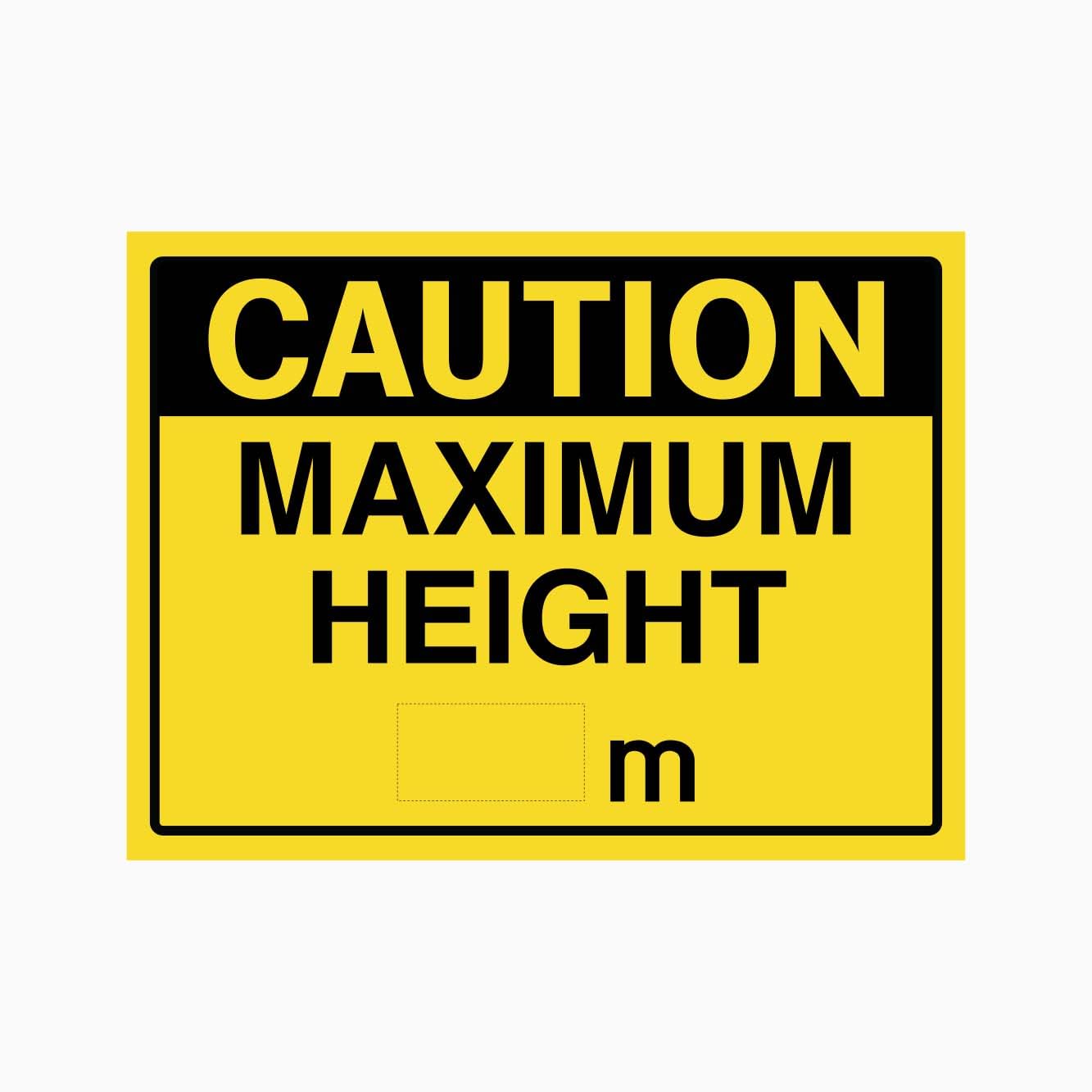 CAUTION MAXIMUM HEIGHT Sign with Custom meters Vehicle Safety Metal Tin Sign 12x8 inch for Industrial & Commercial Series