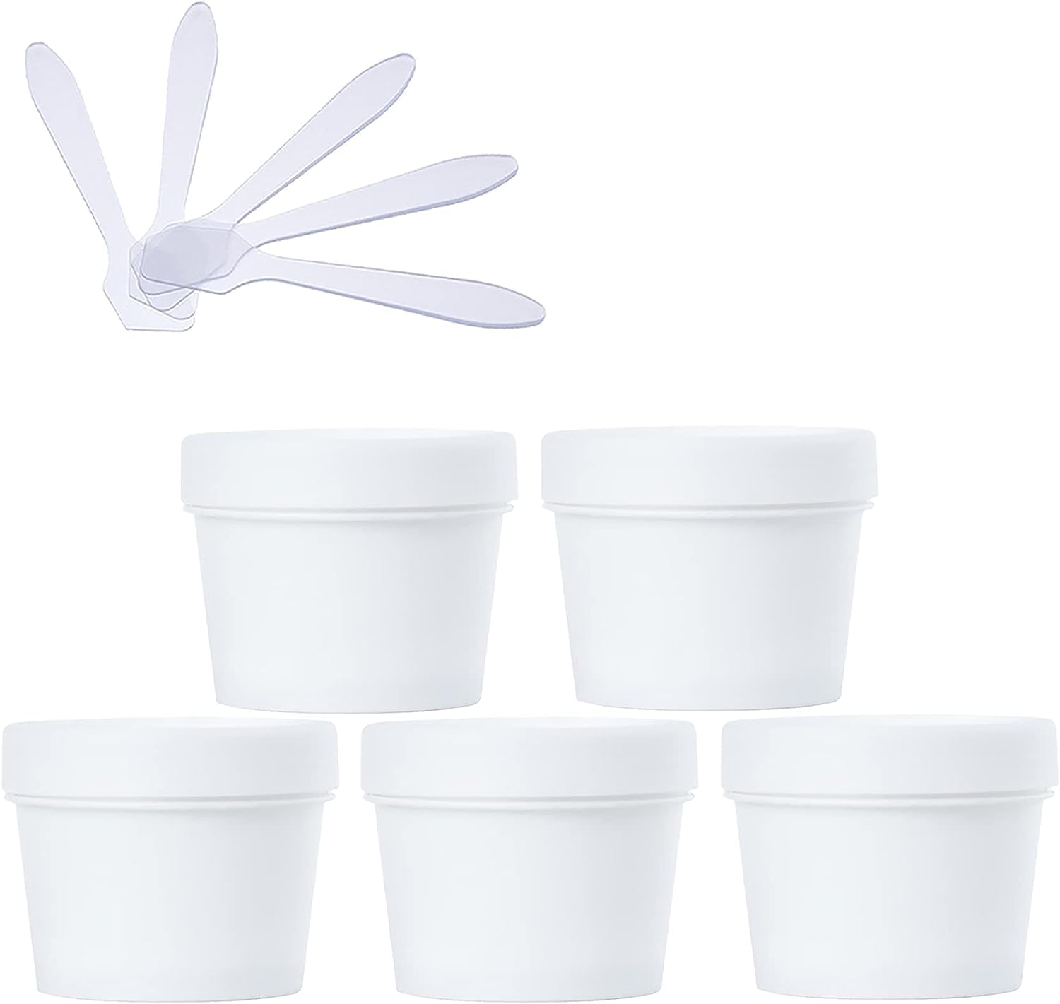 FLYIODFCXV cosmetic jar, 5 PC Plastic Storage Jars with Inner Liner for Body Hand Face Cream Lotion Gel 5X Spatula(Pink,50ml)