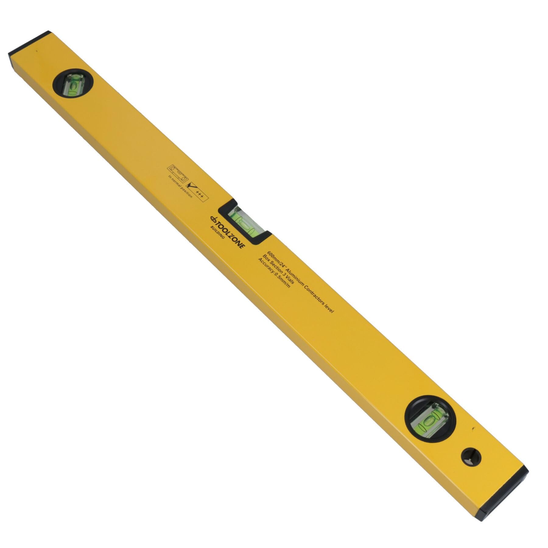Ab Tools Yellow 24 Inch 2 Foot Aluminium Builders Spirit Level Scaffold Levelling Straight 3 Vials
