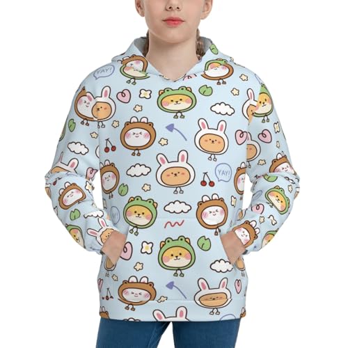 Cute Animals Face Kids Pullover Hoodies Boys Sweatshirts Girls Athletic Clothes with Pocket