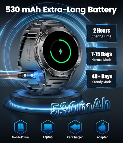 Image of LIGE Military Smart Watch for Men iPhone Android 1.43 inch HD Amoled Rugged 110+ Sport Modes IP68 Waterproof Answer /Make Call Fitness Running Heart Rate Blood Pressure Health Mens Smartwatch