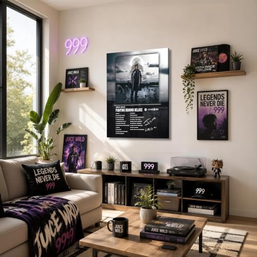 Image of Juice WRLD Canvas Wall Art, Rapper Collage Poster Print, Hip Hop Music Artwork for Bedroom Studio Gaming Room Decor, Vibrant Album Cover Picture Print Framed Music Wall Painting 16X20