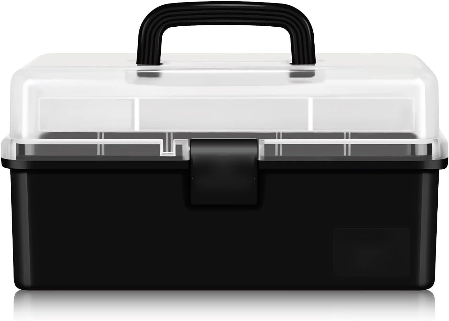 Plastic Tool Box with Removable 3-Layer Tray - Transparent Storage Organizer for Art, Craft, Medical, and Hardware Supplies