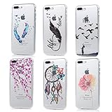 iPhone 8 plus Case, iPhone 7 plus Case - 6 Pcs Shock-absorption Soft TPU Rubber Skin Bumper Case Transparent Crystal Clear Cute Colorful Patterns Ultra Thin Slim Protective Cover by Badalink - Group 5