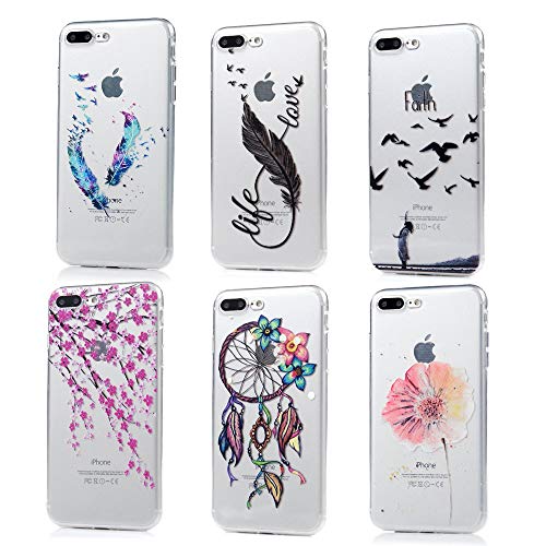 Badalink Phone Case Compatible for iPhone 8 Plus/iPhone 7 Plus - 6 Pcs Case Protective Cover Shock-Absorption Soft TPU Bumper Case Transparent Clear Cute Colorful Thin Slim Skin - Group 5