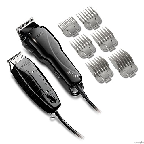Andis Stylist Combo Envy Clipper + T-Outliner Trimmer Black Combo Haircut Kit #66280 Bundle With Classic Barber Blade Brush & Classic Barber Beard Shaper Tool #TOP2