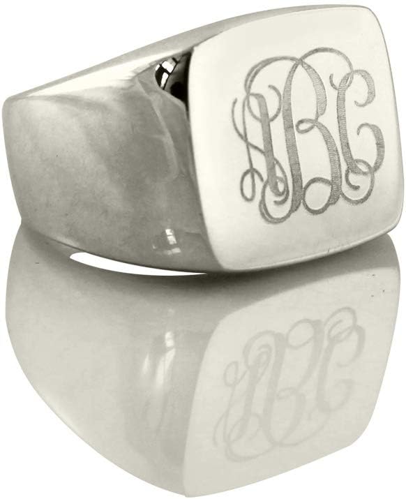 AILIN Custom Monogram Ring 925 Sterling Silver Personalized Any Initial Letter Wedding Engagement Ring Monogrammed Jewelry Bridesmaids Gift For Women Men