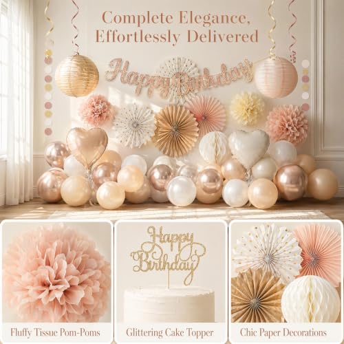 Globos de fiesta beige y marrón para adornos de cumpleaños femeninos 4