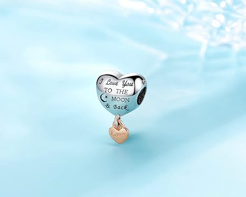 Miniatura 2 de MUERDOU Collar de plata de ley 925 con dije de texto en inglés "I Love You to the Moon and Back", regalo para mujer