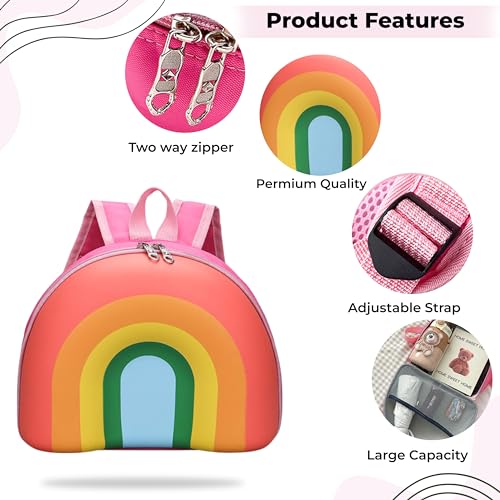 Image of BEMBIKA Kindergarten Bag Korean Style kindergarten backpack Stylish School Bags For Kids curved shoulder straps Perfect Toddler Backpack Design (Candy Rainbow)