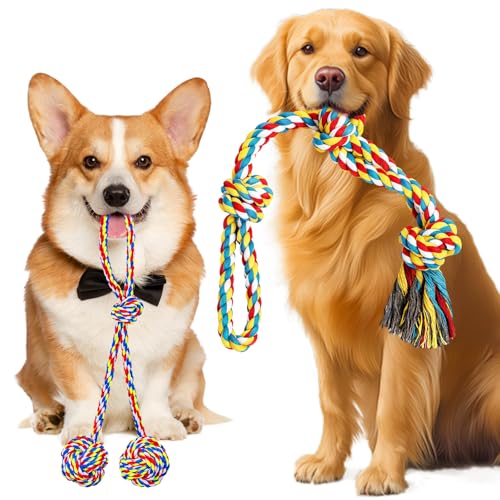 Zouboto 2 PCS Dog Rope Toys for Large & Medium Breed Aggressive Chewers,Indestructible Chew Rope Tug of War Toy for Dogs, Interactive Toy for Boredom, Teeth Cleaning