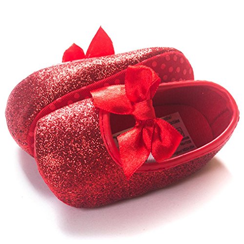 Oaisnit Baby Girl Shoes Mary Jane Flats Anti-Slip Princess Wedding Dress Infant Girl Soft Lightweight Crib Shoes (6-12 Months Infant, C-Red) #TOP3