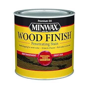 Minwax 227184444 Wood Finish Penetrating Interior Wood Stain, 1/2 pint, Ebony