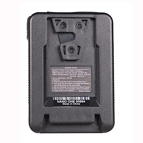 Image of Fxlion Nano ONE V Mount Battery 3400mAh(50Wh /14.8V) with D-TAP,USB-C,USB-A,Micro-USB Ports,Portable Rechargeable V Lock Battery for Cameras, Camcorders, LED Lights, Monitors