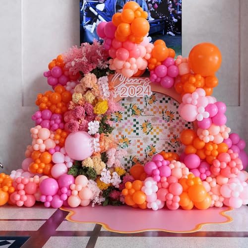 Image of Bezente Pink and Orange Balloons Set 60pcs 12 inch