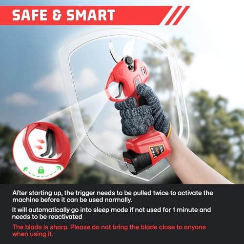 Image of Electric Pruning Shears for Gardening,Garden Shears Cutter 0.5 Second Shear Speed 0.8-1.4 inchCutting Diameter Brushless Trimming Branch,Pruning Shears with 6000 Cuts of 2 Rechargeable Battery