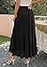 PRETTYGARDEN Long Skirts for Women Summer Vacation Outfits 2026 Spring Chiffon Elastic Waist Flowy A-Line Pleated Midi Skirt(Black,XX-Large)