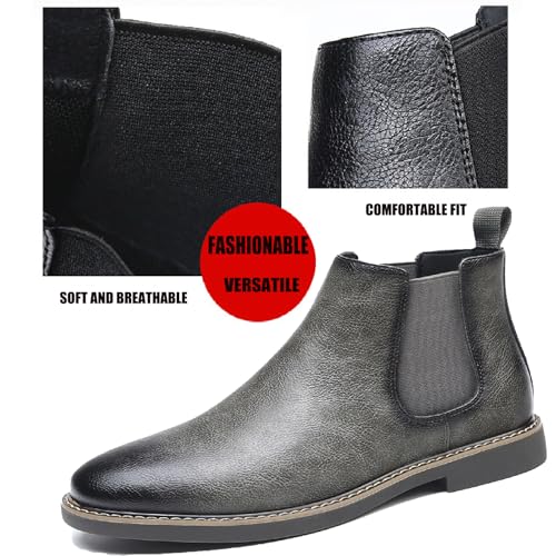 Men’s Retro Chunky Heel Chelseas Comfy Pointed Toe Slip On Low Heel Formal Business Booties for Everyday Wear Casual3