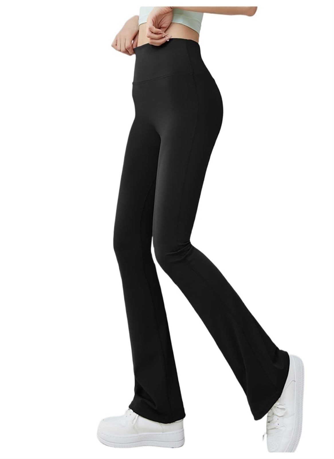 Leggins sportivi donna Leggings svasati Pantaloni da yoga Pantaloni da donna a vita alta Pantaloni larghi da donna Palestra Fitness Sport Pantaloni svasati neri Pantaloni da ballo latino(Black,M)