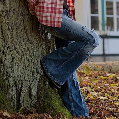 Men Vintage Patchwork Bell Bottom Jeans Classic Retro Disco Flared Leg Denim Pants 60s 70s Wide Leg Jean Trousers2