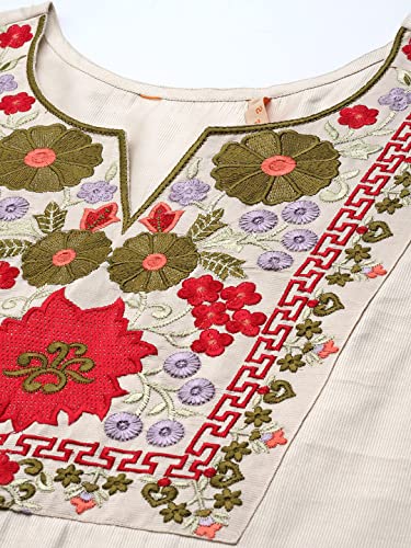 Image of INDO ERA Women's Viscose Embroidered Straight Kurta with Kurta with Pant & Dupatta Set (KH9OW4711)