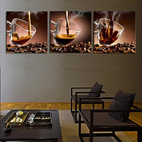 Art luxe peinture sur toile café art moderne haut de gamme décoration murale 3 pièces