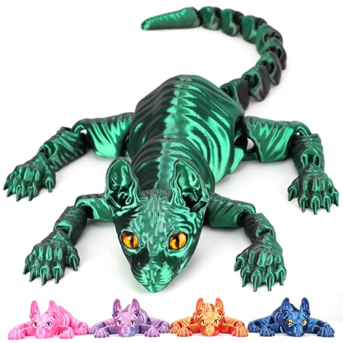 WQXWNFBA 12" 3D Printed Sphynx Cat Fidget Toy Dark Green