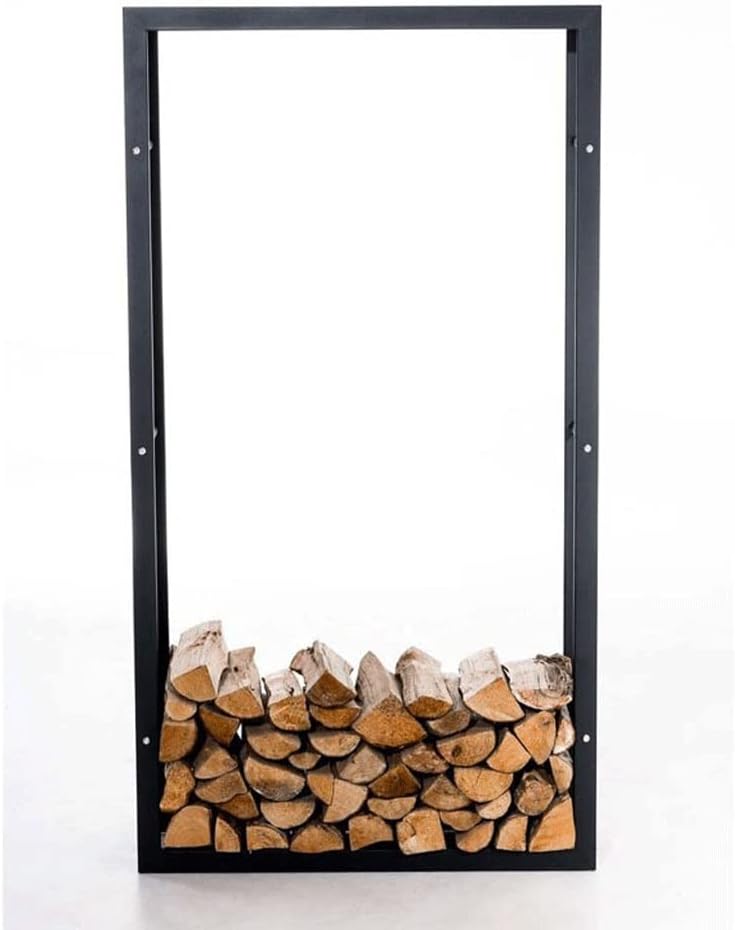 Outdoor Fireplace Firewood Rack Log Store Firewood Rack Wrought Iron Log Hoop Firewood Holder Fireplace Wood Storage Holder Indoor Outdoor Heavy Duty Black(