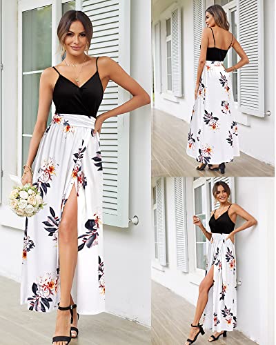 Image of Newshows Women's 2026 Lightweight Summer Wedding Guest Beach Vacation Casual V Neck Split Flowy Maxi Dress