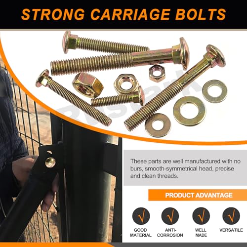 Image of 60Pcs 5 Sizes 304 Stainless Steel Carriage Bolts with Nuts and Washers Kit Zinc Plated Square Neck Carriage Bolts Screws Metric Round Head Carriage Bolt for Machinery Industry