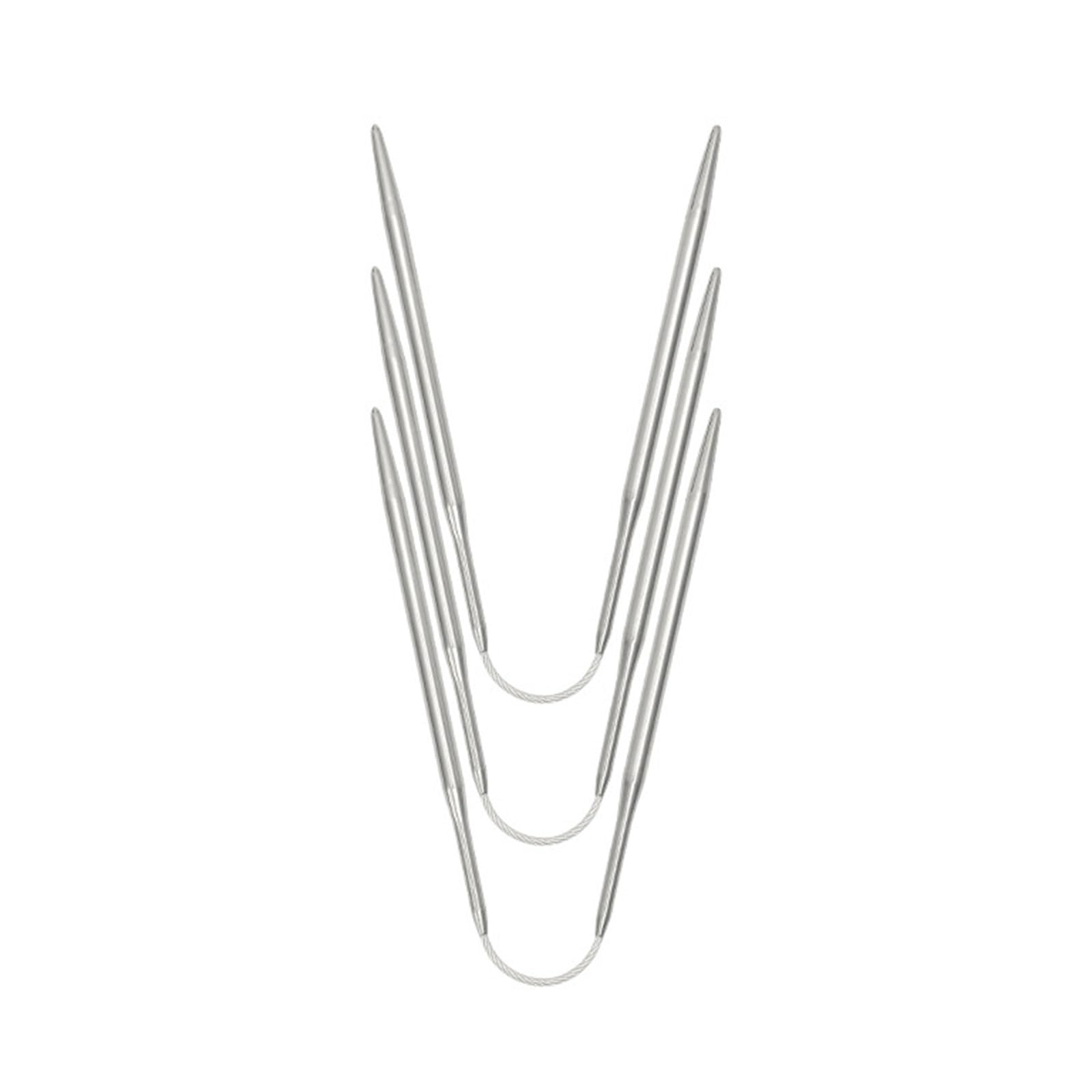 Yhplxyuus 3PCS Stainless Steel Circular Knitting Needle with Wire for Blanket Crochet Knitting Needle for Weaving Stainless Steel Set