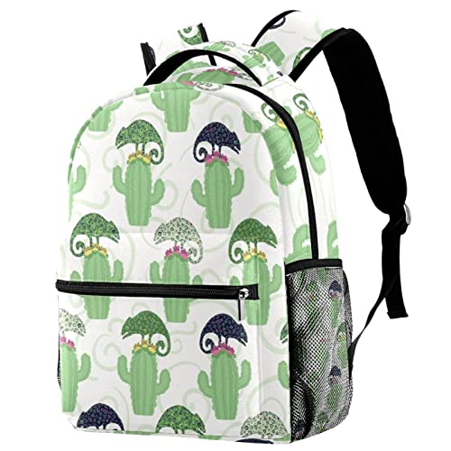 Sac à dos voyage caméléon cactus avec porte-bouteille pour enfants