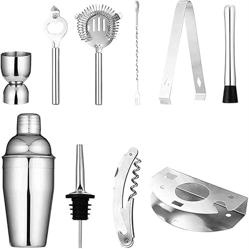 Miniatura 8 de TOEWOE Juego de coctelera de acero inoxidable con soporte, juego de herramientas de barra de 12 piezas, accesorios de bar, herramientas de bar