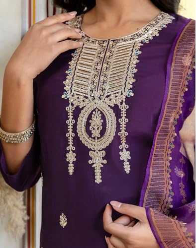 Image of SKYLEE Rayon Chikankari Embroidery Anarkali Kurta Set with Dupatta