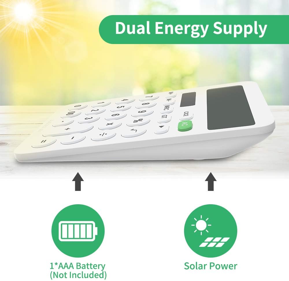 Desk Calculator, GUYUCOM Dual Power Calculators with 12-Digit Large LCD Display