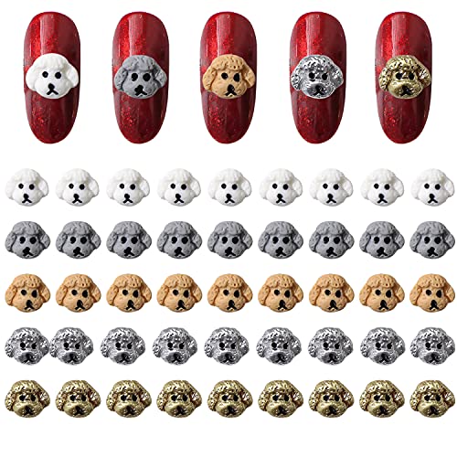 WOKOTO 30pcs Poodle 3D Nail Charms For Women Nails 3D Pets Cartoon Dog Head Nail 3DCharms Nail Decorations Crafts Set For Women Girls Nails Nails Jewels For Acrylic Nails 3D Nail Art Charms