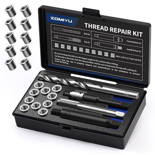 Image of ZOMIYU M8x1.25 Metric Thread Repair Kit, One-Piece Inserts (10PCS,11.7mm)